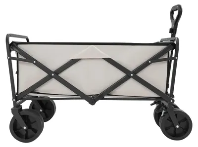 Produktbild von Faltbarer Bollerwagen/Transportwagen - Handwagen - 20 cm Räder - 115 kg Tragkraft - Abnehmbare Tasche - Khaki