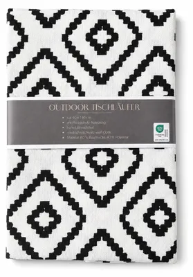 Produktbild von Outdoor Tischläufer AUDO kombinierbar Fleckschutz Schwarz Weiß Deko Tischdecke wasserabweisend