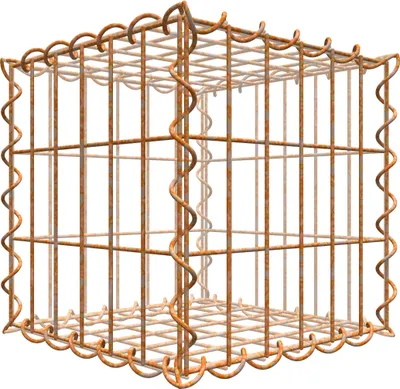 Produktbild von Rostige Gabione 30 cm x 30 cm x 30 cm (L x H x T), Maschenweite 5 cm x 10 cm, Spirale
