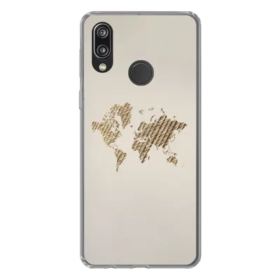 Produktbild von MuchoWow® Handyhülle Schutzhülle Hülle für Huawei P20 Lite (2020) Weltkarte - Seil - Braun Silikon Softcase Handy Hülle - Kartenhalter