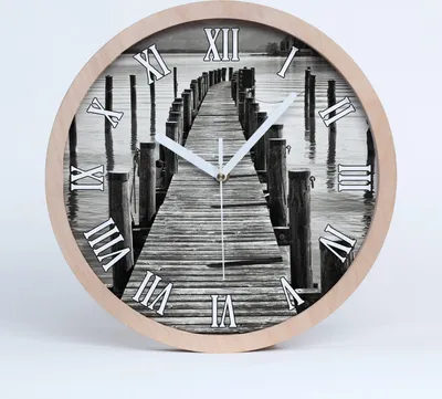 Produktbild von Holzuhr 20fi cm wanduhr - weiße Spitzen - Holzsteg