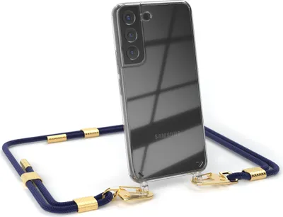 Produktbild von EAZY CASE Handykette für Samsung Galaxy S22 5G, Transparente Silikonhülle mit Band, Clear Case, abnehmbar in  Blau