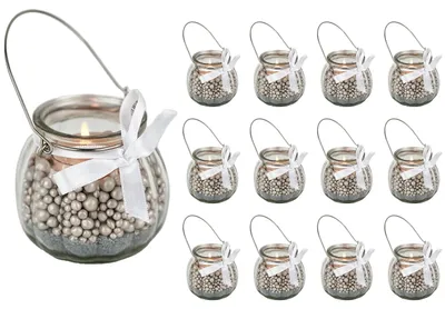 Teelichtgläser Set 12 Stück, Glas, 7,5 cm, für Hochzeit & Party