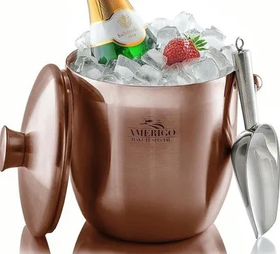 Produktbild von Famanu Eisbehälter Doppelwandig mit Deckel - 3 Liter Edelstahl