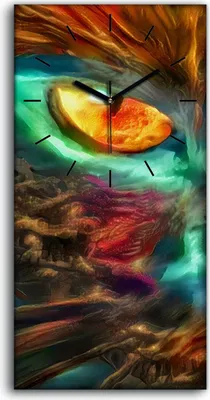 Produktbild von Küchenuhr Bürouhr Leinwand Uhr 30x60 Gemälde Abstrakte Kunst Tier Katze - schwarze Hände
