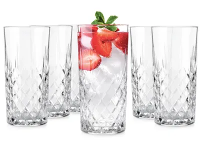 Longdrinkgläser 300 ml, 6er Set, Highball, Wassergläser, spülmaschinengeeignet