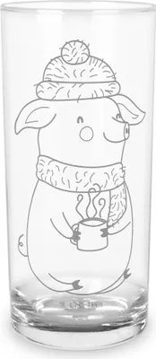 Produktbild von Mr. & Mrs. Panda Glas Schweinchen Glühwein 200 ml - Transparent - Geschenk, Betrunken, Spruch, Weihnachtsmarkt, Trinkglas, Wasserglas, Wasserbecher, Tumbler, Weihnachten