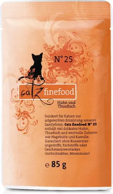 Produktbild von Catz finefood N° 25 - Huhn & Thunfisch, Adult, jede Rasse, Huhn, Thunfisch, 85 g, Getreidefrei, Ohne Soja