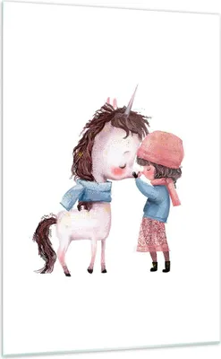 Produktbild von Bilder auf glas - Einteilig - Einhorn Mädchen Kinder - 70x100cm - Glasbilder - Wandbilder - Bilder - zum Aufhängen bereit - Wanddekoration aus Glas - Glas Bilder - Wandbild auf Glas - GPA70x100-4733