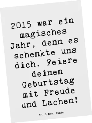 Produktbild von Mr. & Mrs. Panda Grußkarte Spruch 2015 Geburtstag - Weiß - Geschenk, einzelkarte, Postkarten, Alles gut zum, Geburtstagsjahr, Postkarte, Ansichtskarten, Happy Birthday