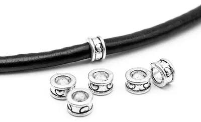 Produktbild von Vintageparts Großlochperlen Metall antik silber Herzchen 8 mm