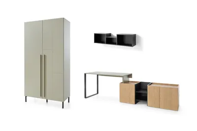 Produktbild von JUGENDZIMMER-SET SORENTO C 3-teilig in Sandbeige/Geölte Eiche/Royalblau