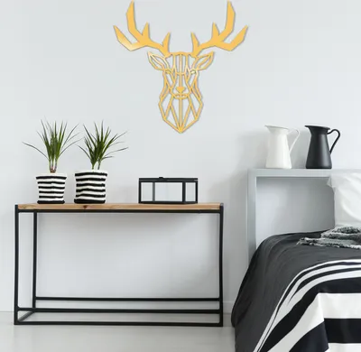 Immagine prodotto di Wallity, Deer2- TNL1342, Oro, Altre decorazioni per la casa, 51 x 51 cm, 100% metallo (spessore: 1