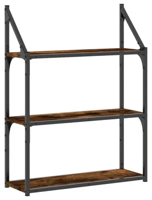 Obrázok produktu pre vidaXL Nástenná polica 3 priehradky Smoked Oak 60x21x78,5 cm výrobok z dreva