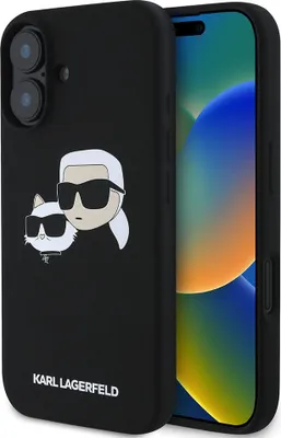 Image de Karl Lagerfeld Klhmp16Mskchpplk Iphone 16 Plus 6.7 Black/Black Hardcase Silicone Double Heads Print Magsafe