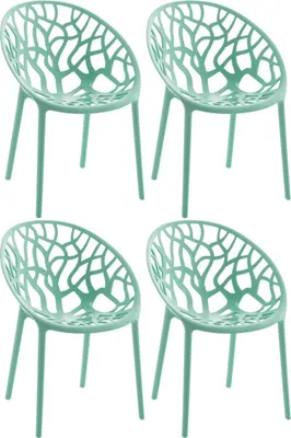 Produktbild von Gartenstuhl Hope 4er Set hellgrün stapelbar Polypropylen recycelt 59x60x80 cm für Innen- & Außenbereich