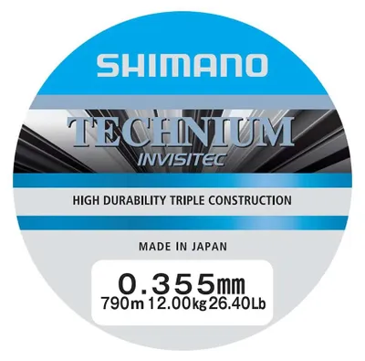Obrázok produktu pre Shimano Technium Invisitec A, monofilná rybárska linka, priemer 0,355 mm, nosnosť 12,0 kg (26,40 lb), dĺžka 790 metrov, farba: sivá