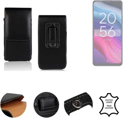 Produktbild von K-S-Trade Holster Gürteltasche Handy Hülle Schutzhülle kompatibel mit TCL 505 Handyhülle Leder schwarz, 1x