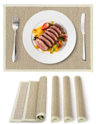 Platzsets aus Bambus, 4 Stück, 40x30 cm, beige, waschbar