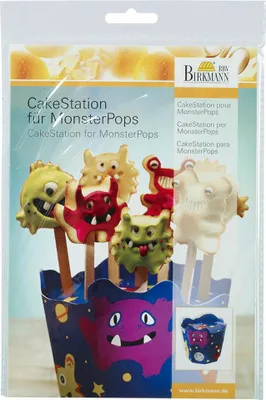 Immagine prodotto di Birkmann CakeStations für MonsterPops, Kuchenhalter, Kuchen Lolli, Backzubehör, Kunststoff / Pappe, Ø 17 cm, 443044
