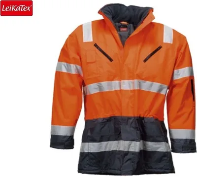 Produktbild von Warnschutz Parka Jacke EN471 Warnorange Marine Größe S