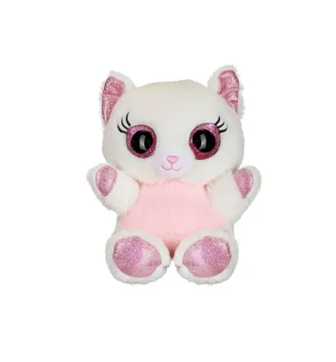 Produktbild von Bauer Spielwaren Glitter Lashy Katze Plüschtier: Kuscheltier mit Glitzer-Katzen-Augen, ideal Auch als Smartphone-Halter, 20 cm, weiß