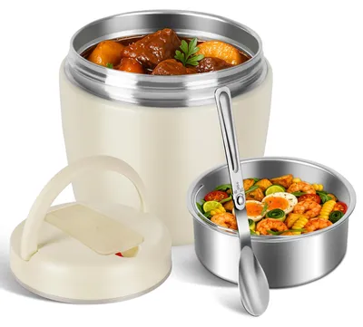 Produktbild von Japanische Bento-Box aus 304 Edelstahl isoliert und auslaufsicher für Büro 1,2 Liter gebrochenweiß