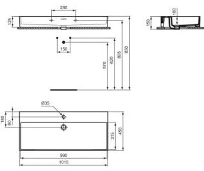 Produktbild von IDEAL STANDARD R0538V1 Waschtisch Extra 1015 mm 1 Hahnloch
