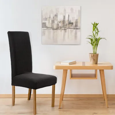 Produktbild von EUROFIRANY | Stuhlbezug - 35 x 30 x 55 cm - schwarzer Stuhlüberzug - Modern