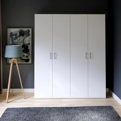 Productafbeelding van Forte ECONOBOX 2 garderobekast, 175 x 180 cm, kast met vier draaideuren en legplanken