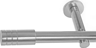 Produktbild von BASIT® Gardinenstange Set Edelstahl Look Metall Ø 19mm zur Wandbefestigung 1-lauf Zylinder, Länge wählbar H19E60