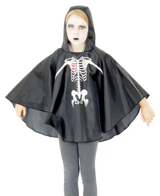 Produktbild von Skelett-Partyponcho für Kinder in Schwarz-Weiß