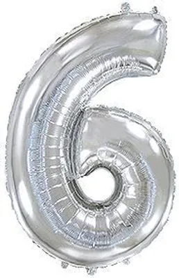 Obrázek produktu pro Fóliový balónek číslice 6 - stříbrná - silver - 102cm