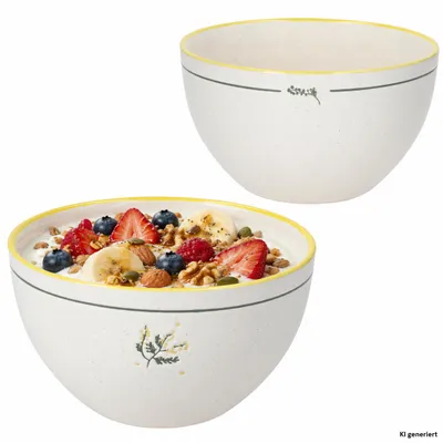 Produktbild von 2er Set Jardin Gelb Müslischalen 500ml Ø13,3cm Blumen Bowl Dessert
