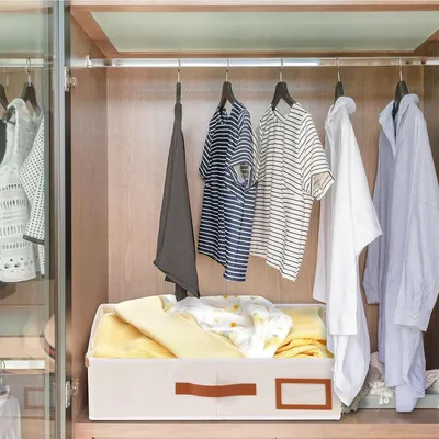 Aufbewahrungskörbe für den Schrank, mit Griff, trapezförmig, faltbare Aufbewahrungsbox, zur Organisation von Regalen