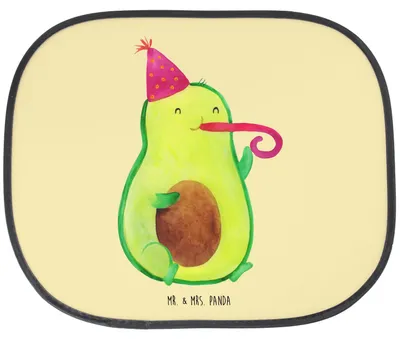 Produktbild von Mr. & Mrs. Panda Sonnenschutz Auto Avocado Feier - Gelb Pastell - Geschenk, fenster, Fete, seitenscheiben, für, Gute Laune, Autoscheiben, Sonnenblende, Geburtstag, Party