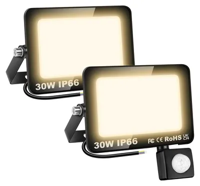 LED-Spot mit Bewegungsmelder, 30 W, warmweiß, IP66, 2 Stück