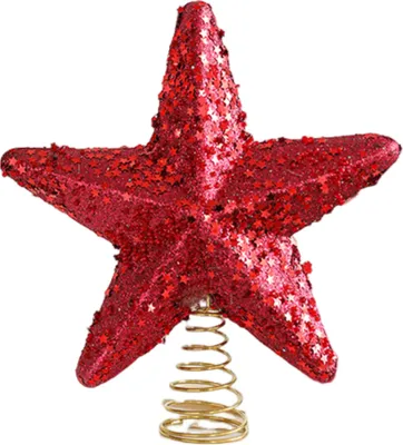 Produktbild von Weihnachtsstern-Baumspitze, glitzernder Stern, Weihnachtsbaumspitze, Dekoration, Kunststoff-Stern-Ornament für Weihnachtsbaum-Dekoration, M, Rot