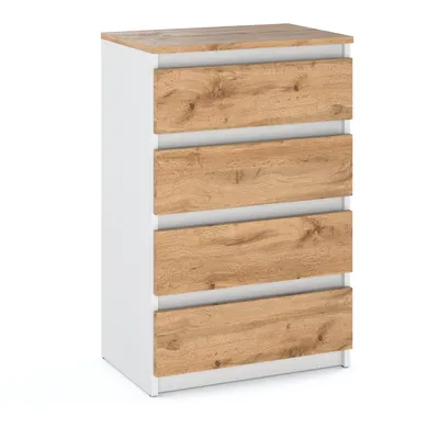 Produktbild von STIV Möbel | Kommode | Holzkommode | Sideboard für Wohnzimmer, Sideboard für Schlafzimmer | 60 CM | 4 Schubladen | Eiche Wotan weiß