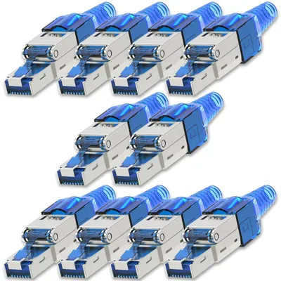 Produktbild von NEXMEX 10x Netzwerkstecker Cat 7 CAT7 RJ45 Stecker Werkzeuglos Metall 10GBit/s