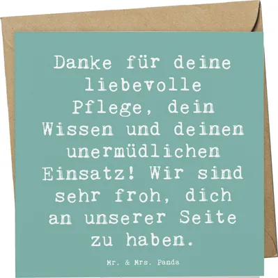 Produktbild von Mr. & Mrs. Panda Grußkarte Spruch Dankbare Pflegekraft - Meeresbrise - Geschenk, Pflege, anlasskarte, Bedanken, Pflegekräfte Wertschätzung, Danke sagen, Aufmerksamkeit