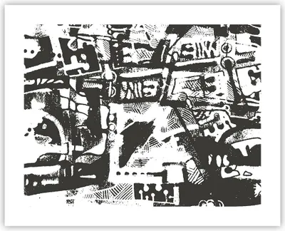 Produktbild von Poster - Poster ohne Rahmen - Schwarzweiß Figuren Abstraktion - 50x40 cm - Wand Bild - Wanddeko - Wandbilder - Kunstposter - Wandposter - Bilder - Kunstdruck - Wanddekoration - P2XAA50x40-5125