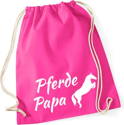Produktbild von Huuraa Turnbeutel Pferdepapa Silhouette 12 Liter Fuchsia Baumwolle Rucksack Geschenkidee