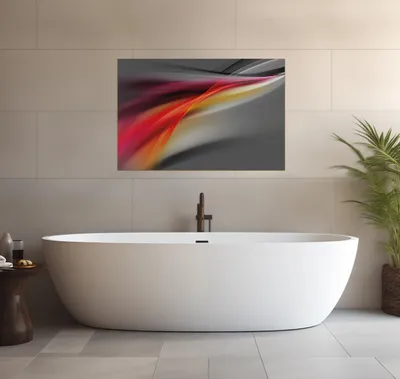 Produktbild von Wallario wasserfestes Poster selbstklebend 91,50 x 61 cm, Schwarz rot pink - Abstraktes Design, Badezimmerposter Spritzschutz mit Hochglanzoberfläche in Glasoptik