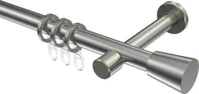 Produktbild von Interdeco Gardinenstange / Vorhangstange Edelstahl-Optik, Typ Prestige Sitra (Konus), 20 mm Ø 1-läufig, 280 cm