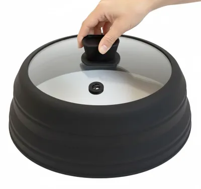 Image de Couvercle anti-éclaboussures pour micro-ondes - Couvercle pliable pour aliments avec poignée
