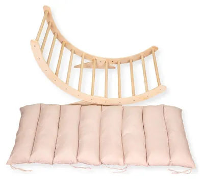 Obrázok produktu pre Buxibo XXL Montessori lezecký oblúk s vankúšom a stabilnými nohami - drevená preliezačka - 124x65x42 cm - príroda