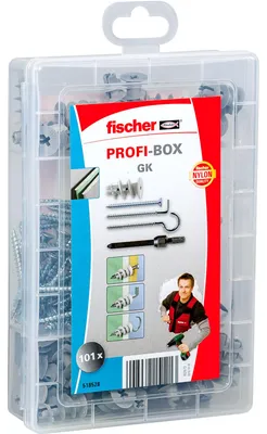 Produktbild von Fischer 518528, Schrauben- & Dübelsatz, Gipskarton, Nylon, 50 Stück(e), Box, 50 Plasterboard fixings GK