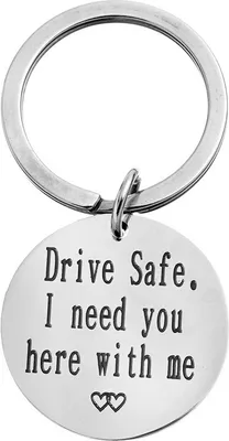 Produktbild von INF Schlüsselanhänger für Autoschlüssel "Drive Safe" Edelstahl Silber