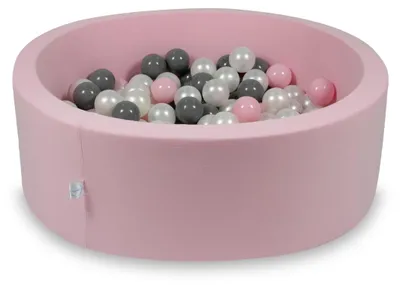 Obrázok produktu pre Suchý bazén, púdrovo ružový, 90x30 cm, s 200 loptičkami: Perleťová, sivá, svetloružová